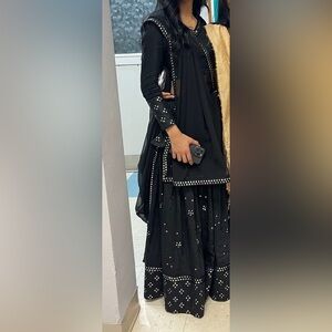 Elegant Black Chaniya Choli with Silver Accents